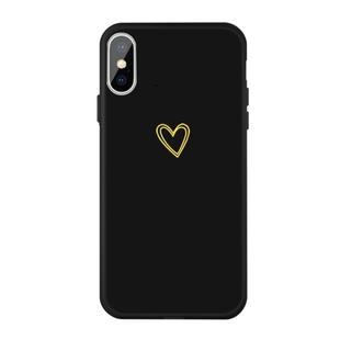 For iPhone XS Max Golden Love-heart Pattern Colorful Frosted TPU Phone Protective Case(Black)