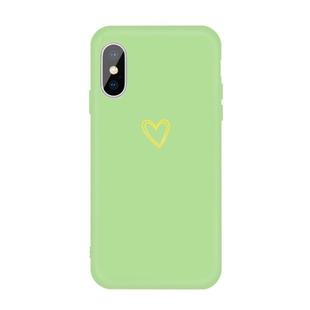 For iPhone XS Max Golden Love-heart Pattern Colorful Frosted TPU Phone Protective Case(Green)