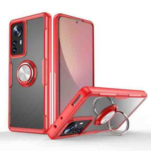 For Xiaomi 12 Pro Transparent TPU + Acrylic Ring Holder Phone Case(Red)