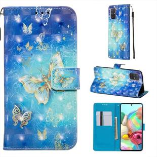 For Galaxy A71 3D Painting Horizontal Flip Leather Case with Holder & Card Slot & Wallet & Lanyard(Golden Butterfly)