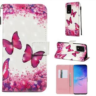 For Galaxy  S20 Ultra 3D Painting Horizontal Flip Leather Case with Holder & Card Slot & Wallet & Lanyard(Rose Butterfly)