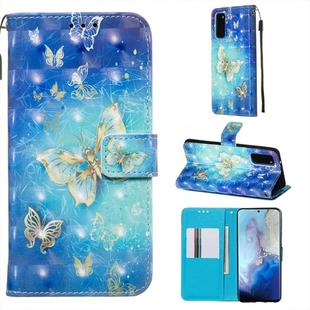 For Galaxy S20 3D Painting Horizontal Flip Leather Case with Holder & Card Slot & Wallet & Lanyard(Golden Butterfly)