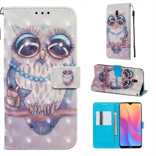 For Xiaomi Redmi 8A 3D Painting Horizontal Flip Leather Case with Holder & Card Slot & Wallet & Lanyard(Grey Cat)