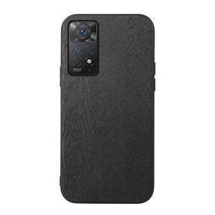 For Xiaomi Redmi Note 11 Pro Global Wood Texture PU Phone Case(Black)
