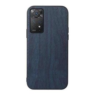 For Xiaomi Redmi Note 11 Pro Global Wood Texture PU Phone Case(Blue)