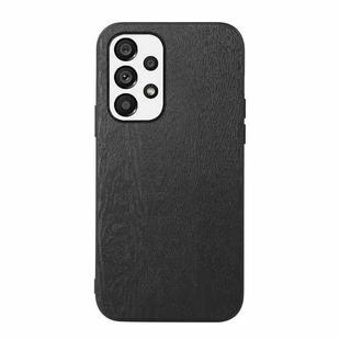 For Samsung Galaxy A23 4G Wood Texture PU Phone Case(Black)