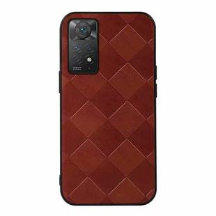 For Xiaomi Redmi Note 11 Pro Global Weave Plaid PU Phone Case(Brown)