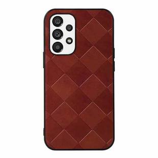 For Samsung Galaxy A33 5G Weave Plaid PU Phone Case(Brown)