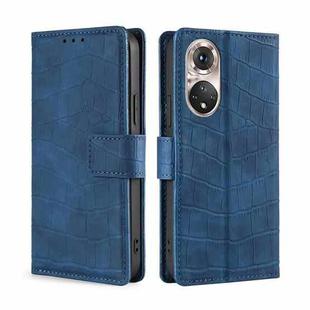 For Honor 50 Pro Skin Feel Crocodile Texture Magnetic Clasp PU Leather Phone Case(Blue)