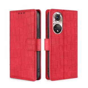For Honor 50 Pro Skin Feel Crocodile Texture Magnetic Clasp PU Leather Phone Case(Red)