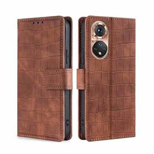For Honor 50 Skin Feel Crocodile Texture Magnetic Clasp PU Leather Phone Case(Brown)