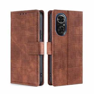 For Honor 50 se Skin Feel Crocodile Texture Magnetic Clasp PU Leather Phone Case(Brown)