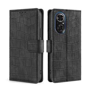 For Honor 50 se Skin Feel Crocodile Texture Magnetic Clasp PU Leather Phone Case(Black)