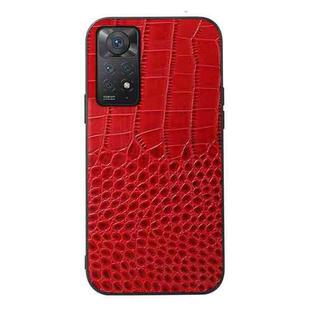 For Xiaomi Redmi Note 11 Pro Global Crocodile Top Layer Cowhide Leather Case(Red)