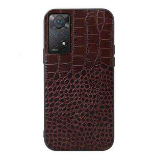 For Xiaomi Redmi Note 11 Pro Global Crocodile Top Layer Cowhide Leather Case(Coffee)