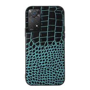 For Xiaomi Redmi Note 11 Pro Global Crocodile Top Layer Cowhide Leather Case(Cyan)