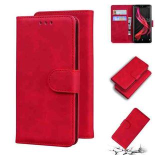 For Sharp Aquos Zero Skin Feel Pure Color Leather Phone Case(Red)