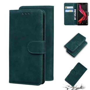 For Sharp Aquos Zero Skin Feel Pure Color Leather Phone Case(Green)
