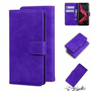 For Sharp Aquos Zero Skin Feel Pure Color Leather Phone Case(Purple)