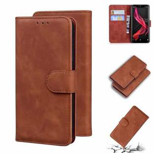 For Sharp Aquos Zero Skin Feel Pure Color Leather Phone Case(Brown)