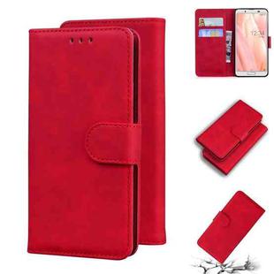 For Sharp Aquos Sense 3 / Sense3 Lite / Sense3 Basic & SHV45 Skin Feel Pure Color Leather Phone Case(Red)