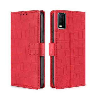 For vivo Y3s (2021) Skin Feel Crocodile Texture Magnetic Leather Phone Case(Red)