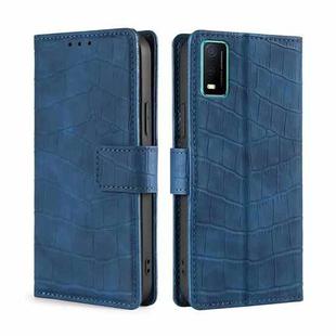 For vivo Y3s (2021) Skin Feel Crocodile Texture Magnetic Leather Phone Case(Blue)