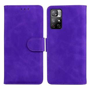 For Xiaomi Redmi Note 11 Skin Feel Pure Color Flip Leather Phone Case(Purple)