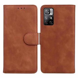 For Xiaomi Redmi Note 11 Skin Feel Pure Color Flip Leather Phone Case(Brown)