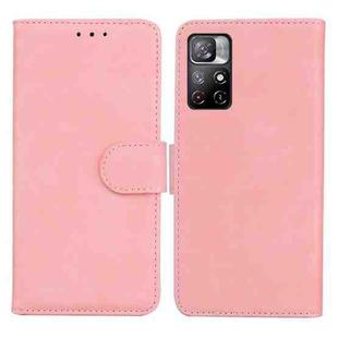 For Xiaomi Redmi Note 11 Skin Feel Pure Color Flip Leather Phone Case(Pink)