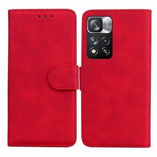 For Xiaomi Redmi Note 11 Pro / Note 11 Pro+ 5G Skin Feel Pure Color Flip Leather Phone Case(Red)