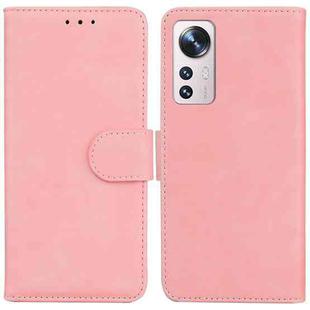 For Xiaomi 12 / 12X Skin Feel Pure Color Flip Leather Phone Case(Pink)