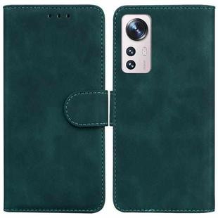 For Xiaomi 12 Pro Skin Feel Pure Color Flip Leather Phone Case(Green)