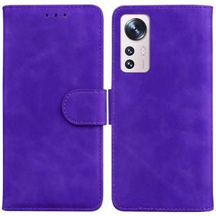 For Xiaomi 12 Pro Skin Feel Pure Color Flip Leather Phone Case(Purple)