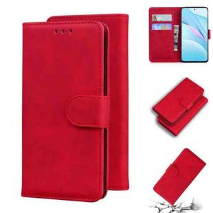 For Xiaomi Mi 10T Lite 5G Skin Feel Pure Color Flip Leather Phone Case(Red)