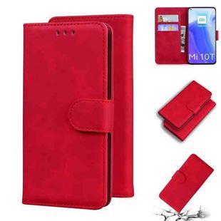 For Xiaomi Mi 10T Pro 5G / 10T 5G Skin Feel Pure Color Flip Leather Phone Case(Red)