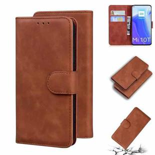 For Xiaomi Mi 10T Pro 5G / 10T 5G Skin Feel Pure Color Flip Leather Phone Case(Brown)