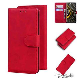 For Xiaomi Poco M3 Skin Feel Pure Color Flip Leather Phone Case(Red)