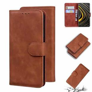 For Xiaomi Poco M3 Skin Feel Pure Color Flip Leather Phone Case(Brown)