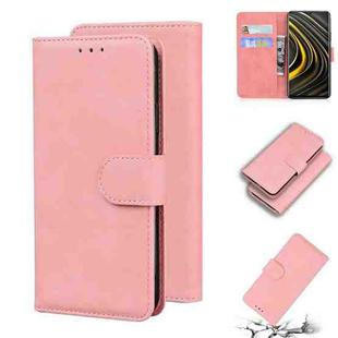 For Xiaomi Poco M3 Skin Feel Pure Color Flip Leather Phone Case(Pink)