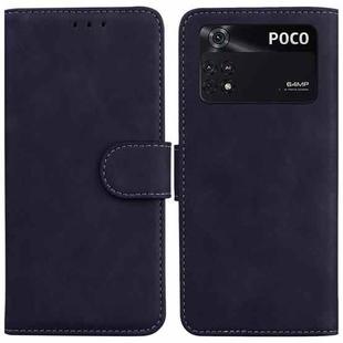 For Xiaomi Poco M4 Pro Skin Feel Pure Color Flip Leather Phone Case(Black)