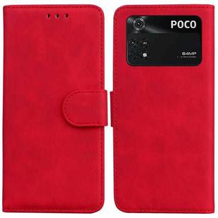 For Xiaomi Poco M4 Pro Skin Feel Pure Color Flip Leather Phone Case(Red)