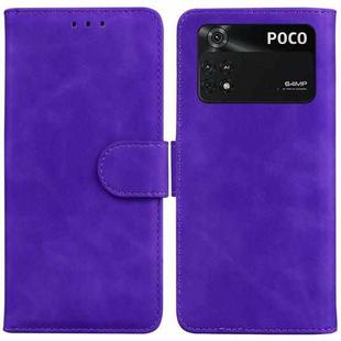 For Xiaomi Poco M4 Pro Skin Feel Pure Color Flip Leather Phone Case(Purple)