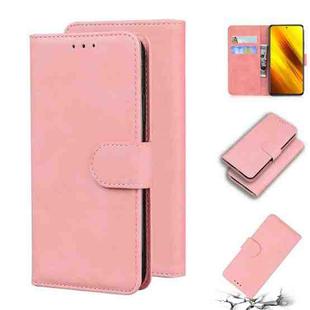 For Xiaomi Poco X3 NFC Skin Feel Pure Color Flip Leather Phone Case(Pink)