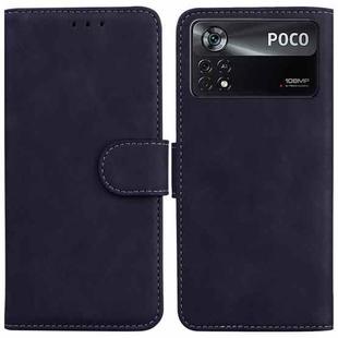 For Xiaomi Poco X4 Pro 5G Skin Feel Pure Color Flip Leather Phone Case(Black)