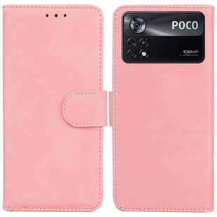 For Xiaomi Poco X4 Pro 5G Skin Feel Pure Color Flip Leather Phone Case(Pink)