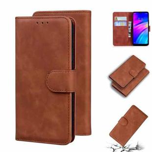 For Xiaomi Redmi 7 / Y3 India Skin Feel Pure Color Flip Leather Phone Case(Brown)