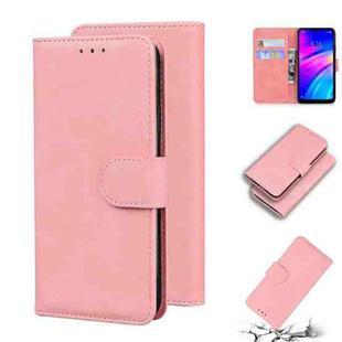 For Xiaomi Redmi 7 / Y3 India Skin Feel Pure Color Flip Leather Phone Case(Pink)