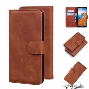 For Xiaomi Redmi 7A Skin Feel Pure Color Flip Leather Phone Case(Brown)