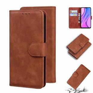 For Xiaomi Redmi 9 Skin Feel Pure Color Flip Leather Phone Case(Brown)